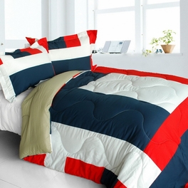 blancho bedding [Loving Lorraine] Quilted Patchwork Down Alternative Comforter Set (Twin Size)