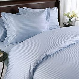 blancho bedding Lt. Blue Damask Stripe Down Alternative 4-PC Comforter Set 100% Egyptian cotton 600 Thread count(King/Calking)