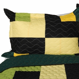 Blancho Bedding [Lucky Break] 3PC Vermicelli-Quilted Patchwork Quilt Set (Full/Queen Size)