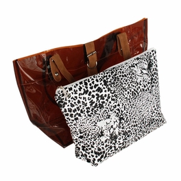 Blancho Bedding [Lucky Brown] Leopard Double Handle Leatherette Satchel Bag Handbag Purse Casual Styling