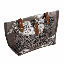 blancho bedding [Lucky Gray] Leopard Double Handle Leatherette Satchel Bag Handbag Purse Casual Styling