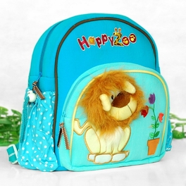 Blancho Bedding [Lucky Lion] Embroidered Applique Kids Fabric Art School Backpack / Outdoor Backpack (8.8*10.2*2.4)