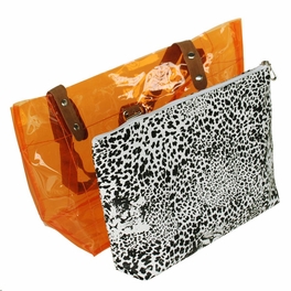 Blancho Bedding [Lucky Orange] Leopard Double Handle Leatherette Satchel Bag Handbag Purse Casual Styling