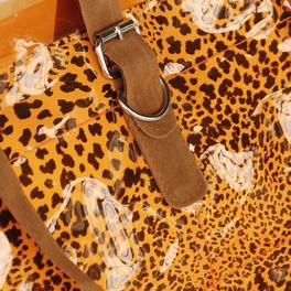Blancho Bedding [Lucky Orange] Leopard Double Handle Leatherette Satchel Bag Handbag Purse Casual Styling