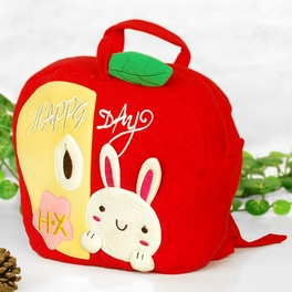 Blancho Bedding [Lucky Rabbit] Embroidered Applique Kids Fabric Art School Backpack / Outdoor Backpack (9.2*8.8*2.3)