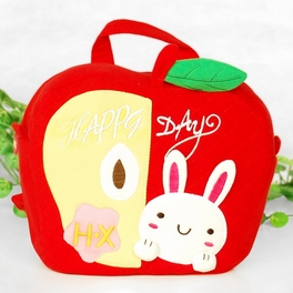 blancho bedding [Lucky Rabbit] Embroidered Applique Kids Fabric Art School Backpack / Outdoor Backpack (9.2*8.8*2.3)