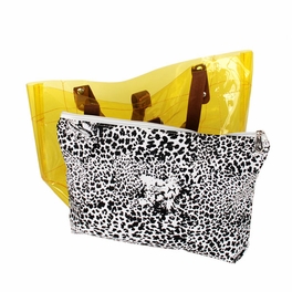 Blancho Bedding [Lucky Yellow] Leopard Double Handle Leatherette Satchel Bag Handbag Purse Casual Styling
