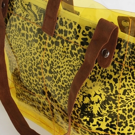 Blancho Bedding [Lucky Yellow] Leopard Double Handle Leatherette Satchel Bag Handbag Purse Casual Styling
