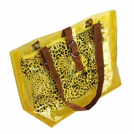 blancho bedding [Lucky Yellow] Leopard Double Handle Leatherette Satchel Bag Handbag Purse Casual Styling