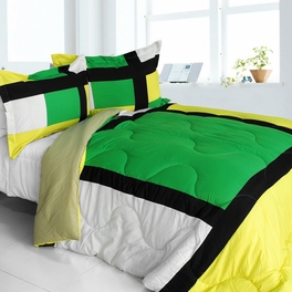 blancho bedding [Lush World] Quilted Patchwork Down Alternative Comforter Set (Full/Queen Size)