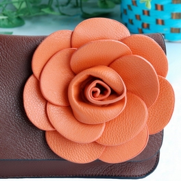 Blancho Bedding [Luxurious Coffee] Flower Leatherette Clutch Shoulder Bag Clutch Casual Purse