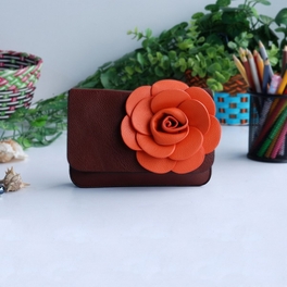 blancho bedding [Luxurious Coffee] Flower Leatherette Clutch Shoulder Bag Clutch Casual Purse