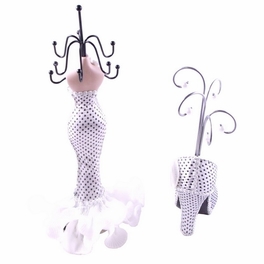 Blancho Bedding [Lynn] Jewelry Display Holder Stand Combo White