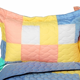 Blancho Bedding [Macaron Relish] 3PC Vermicelli - Quilted Patchwork Quilt Set (Full/Queen Size)