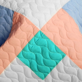 Blancho Bedding [Macaron Relish] 3PC Vermicelli - Quilted Patchwork Quilt Set (Full/Queen Size)