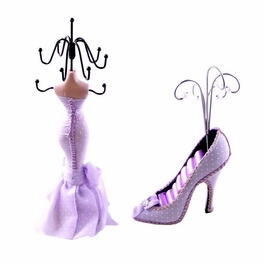 Blancho Bedding [Madeline] Jewelry Display Holder Stand Combo Lavender