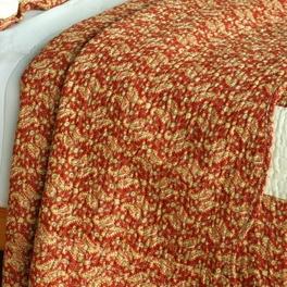 Blancho Bedding [Maple Leaf] Cotton 3PC Vermicelli-Quilted Printed Quilt Set (Full/Queen Size)