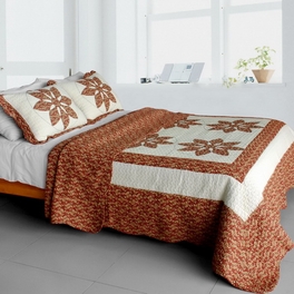 blancho bedding [Maple Leaf] Cotton 3PC Vermicelli-Quilted Printed Quilt Set (Full/Queen Size)