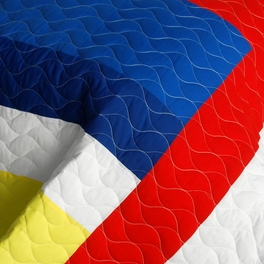 Blancho Bedding [Marionnaud] Vermicelli-Quilted Patchwork Geometric Quilt Set Full/Queen