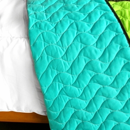 Blancho Bedding [May Flower] 3PC Vermicelli-Quilted Patchwork Quilt Set (Full/Queen Size)