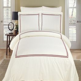 blancho bedding Maya Ivory & Burgundy Embroidered Duvet cover set