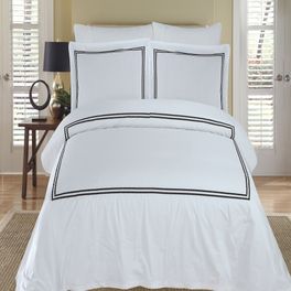 blancho bedding Maya White & Black Embroidered Duvet cover set