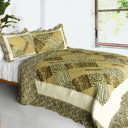 blancho bedding [Melody Fair] 3PC Cotton Vermicelli-Quilted Printed Quilt Set (Full/Queen Size)
