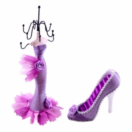 Blancho Bedding [Melody] Jewelry Display Holder Stand Combo Lavender