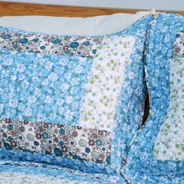 Blancho Bedding [Midsummer Dream] Cotton 3PC Floral Vermicelli-Quilted Patchwork Quilt Set (Full/Queen Size)