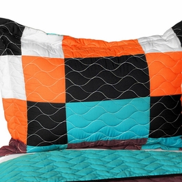Blancho Bedding [Minor Cause] Vermicelli-Quilted Patchwork Geometric Quilt Set Full/Queen