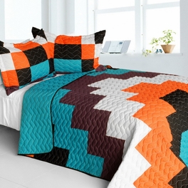 blancho bedding [Minor Cause] Vermicelli-Quilted Patchwork Geometric Quilt Set Full/Queen