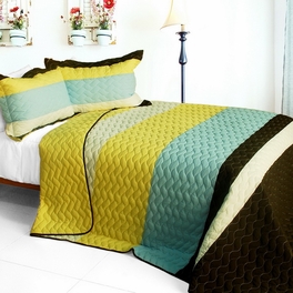 blancho bedding [Mira Beauty] 3PC Vermicelli-Quilted Patchwork Quilt Set (Full/Queen Size)