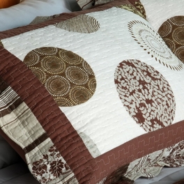 Blancho Bedding [Modern Circles] Cotton 3PC Vermicelli-Quilted Printed Quilt Set (Full/Queen Size)