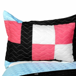 Blancho Bedding [Modern Pink] 3PC Vermicelli - Quilted Patchwork Quilt Set (Full/Queen Size)