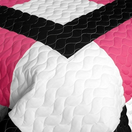 Blancho Bedding [Modern Pink] 3PC Vermicelli - Quilted Patchwork Quilt Set (Full/Queen Size)