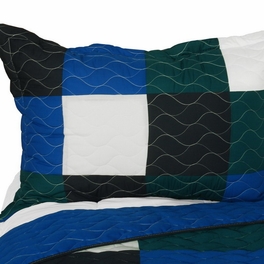 Blancho Bedding [Moment] Vermicelli-Quilted Patchwork Geometric Quilt Set Full/Queen