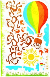 Blancho Bedding Monkey And Hot Balloon - Wall Decals Stickers Appliques Home D¨¦cor