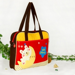 Blancho Bedding [Moon Rabbit] Embroidered Applique Fabric Art Shoulder Tote Bag / Swingpack Bag (13.4*11.6*2.7)