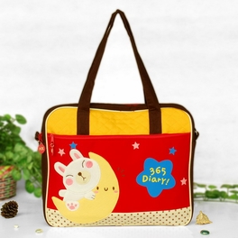 blancho bedding [Moon Rabbit] Embroidered Applique Fabric Art Shoulder Tote Bag / Swingpack Bag (13.4*11.6*2.7)