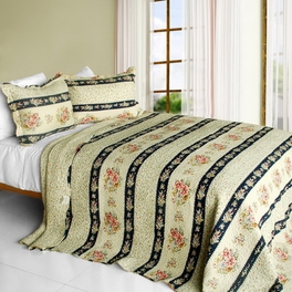 blancho bedding [Mother's Castle] 3PC Cotton Vermicelli-Quilted Printed Quilt Set (Full/Queen Size)