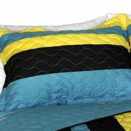 Blancho Bedding [Mountains Echoed] 3PC Vermicelli-Quilted Patchwork Quilt Set (Full/Queen Size)