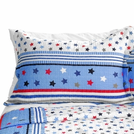 Blancho Bedding [Multicolor Star] 3PC Cotton Vermicelli-Quilted Printed Quilt Set (Full/Queen Size)