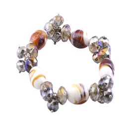 blancho bedding Multicoloured Stones Two-tone Silver Crystals Bracelet Stretchable Stylish