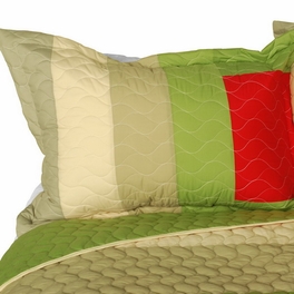 Blancho Bedding [My Garden] Vermicelli-Quilted Patchwork Geometric Quilt Set Full/Queen