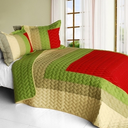 blancho bedding [My Garden] Vermicelli-Quilted Patchwork Geometric Quilt Set Full/Queen