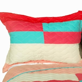 Blancho Bedding [My Lost Love] 3PC Vermicelli-Quilted Patchwork Quilt Set (Full/Queen Size)