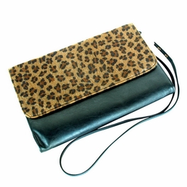 blancho bedding [My Way] Leopard Fur Leatherette An Strap Satchel Bag Handbag Purse