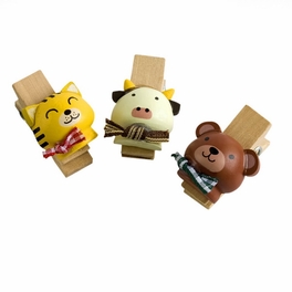 blancho bedding [Naughty Animals-1] - Wooden Clips / Wooden Clamps / Mini Clips