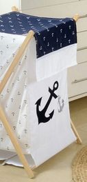blancho bedding [Navy Anchor Patch Nautical]Crib Bedding Accessory - Hamper / Laundry Basket