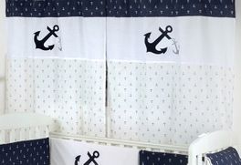 blancho bedding [Navy Anchor Patch Nautical]Crib Bedding Accessory - Window Curtain